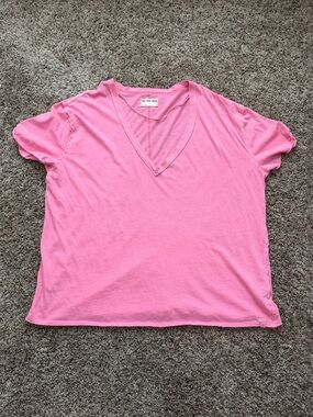 Free People - We The Free Light Pink Nina V-Neck Short Sleeve Tee